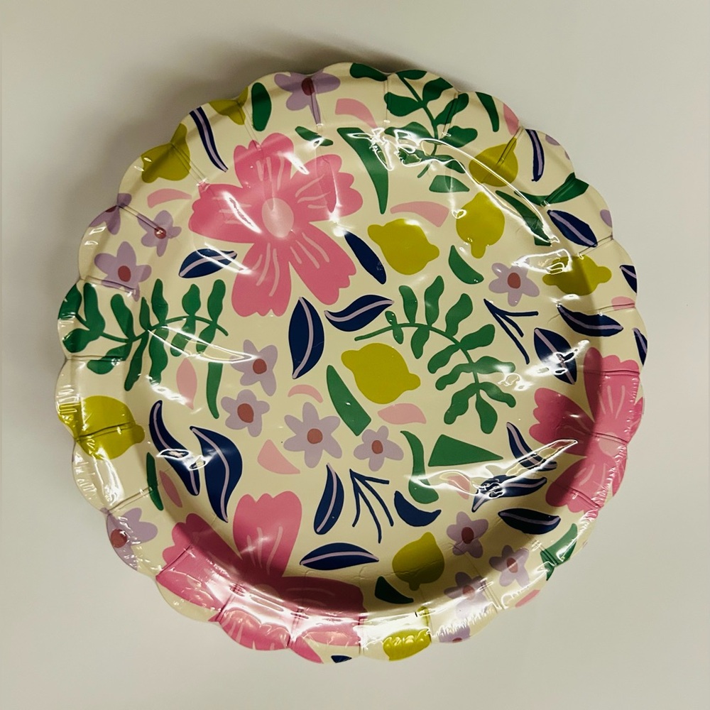 New 16 Dessert Plates "Wildflower Waltz" 8" Scalloped Edges